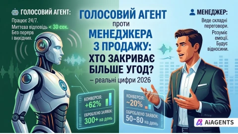 Голосовий агент проти менеджера з продажу: реальні цифри 2026 — aiagents.com.ua
